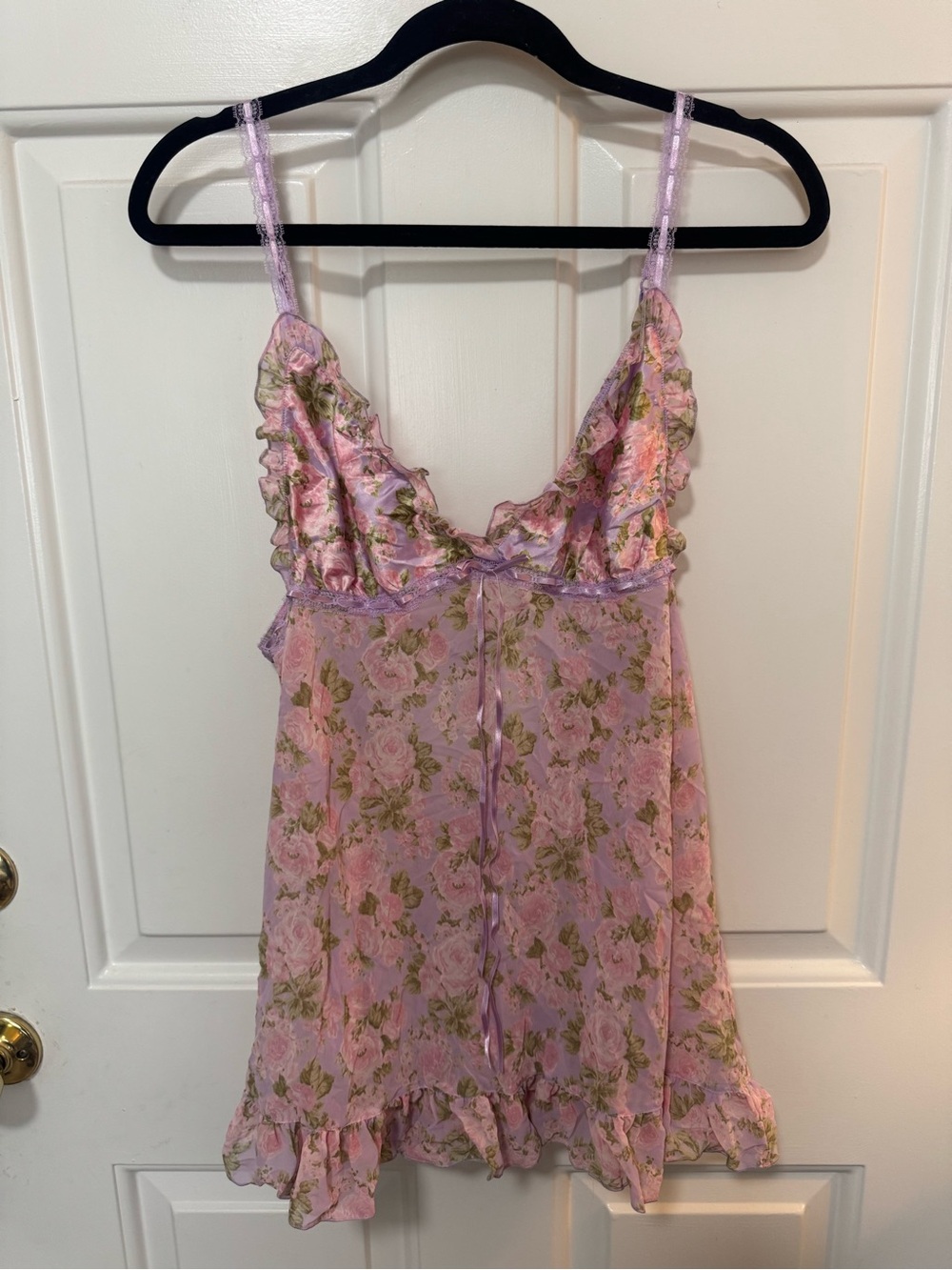 NWT Victoria's Secret Women's Pink and Purple Floral Lace Dress Size Large